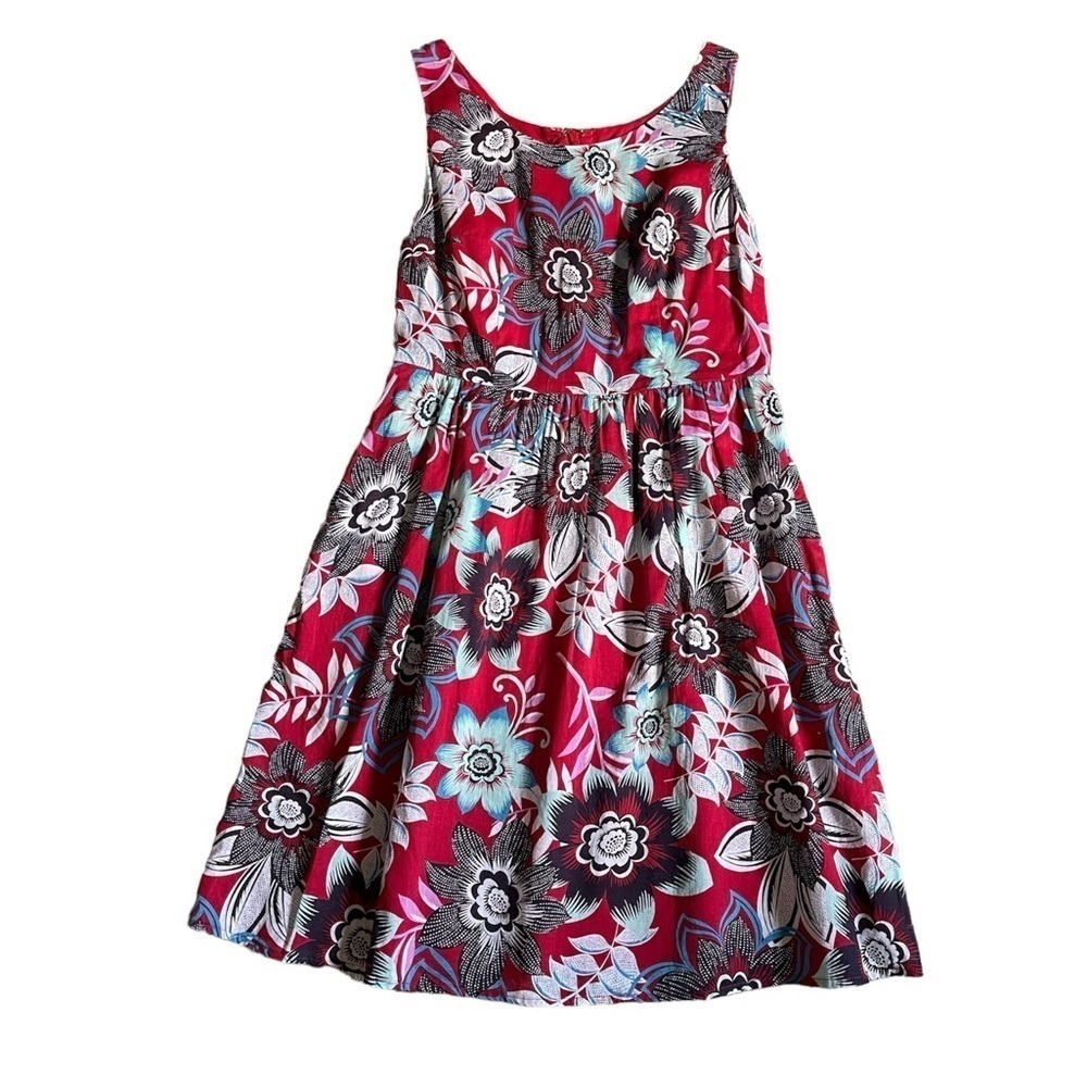Talbots Red Floral Fit & Flare Knee Length Dress US 4P